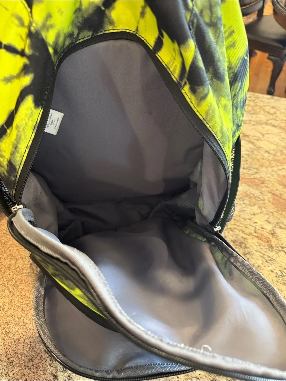 Pottery Barn Kids Neon Green and Black Tie-Dye Backpack